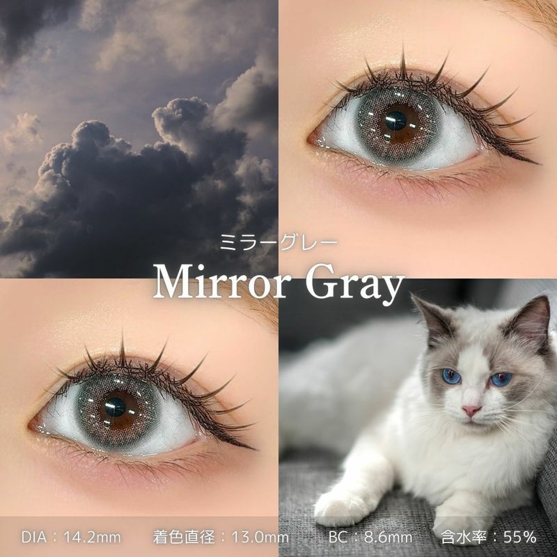 ミラーグレー　モラク　ワンデー　装用画像