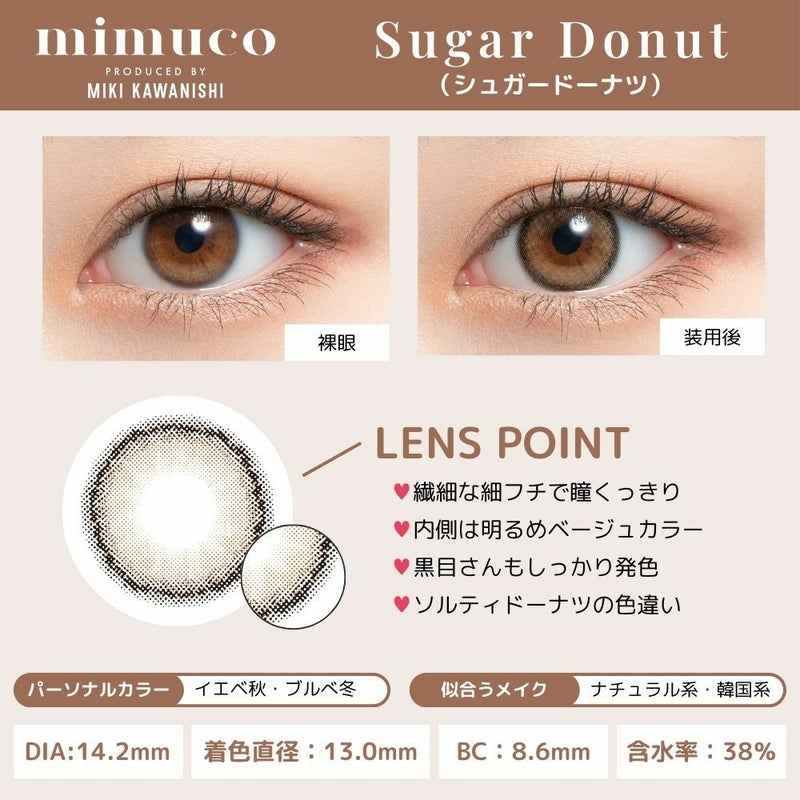 ミムコ(mimuco) カラコン - かわにしみき(みきぽん) シュガードーナツ レンズポイント画像