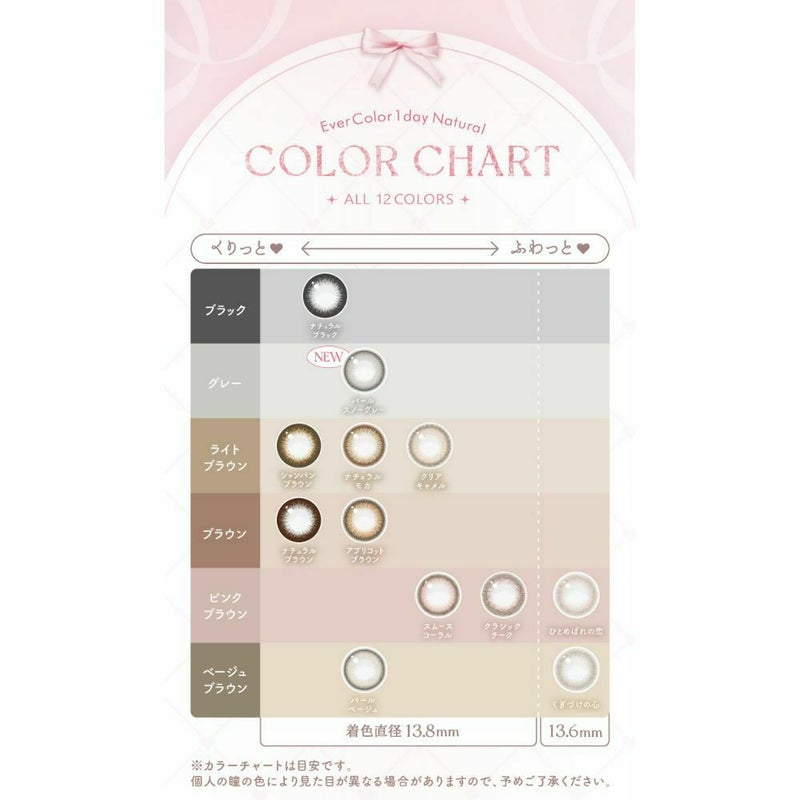 エバーカラーワンデーナチュラル くぎづけの心 新木優子 カラーチャート