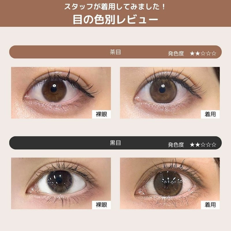 リルムーンゼロシリーズ サンセットコーヒー　カラコン 南部桃伽 目の色別比較