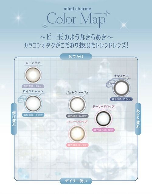 ミミシャルム（mimi charme） カラコン - ななこ(nanako) ワンデー ロイヤルムーン カラーチャート