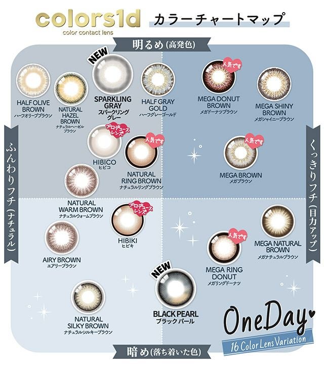 カラーズ (colors) カラコン - 一条響  [1day] カラーズ スパークリンググレー カラーチャート