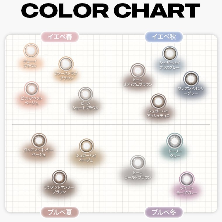  [1day] ハパクリスティン ウォニョン シュガーハイクリスティン ベージュ カラーチャート