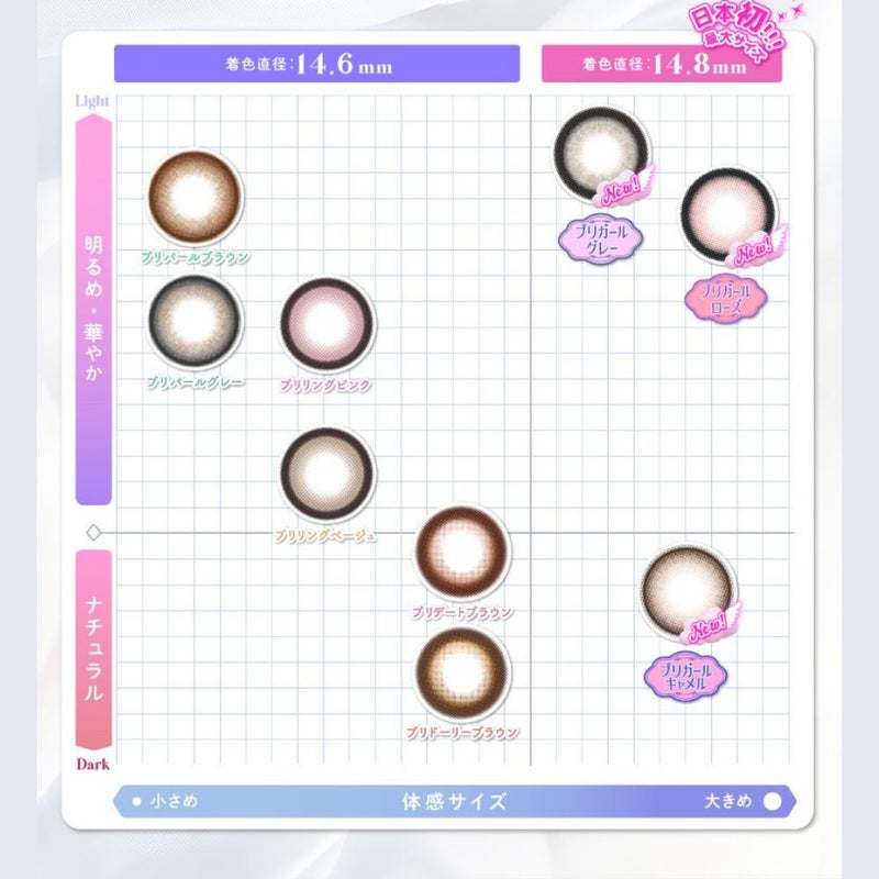 プリモア (PRIMORE) カラコン - ミナミ  [1day] プリモア プリガールグレー　カラーチャート